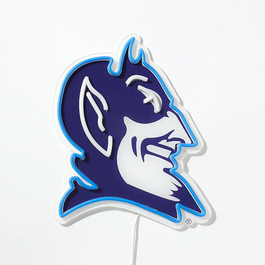 Saturday Neon Officially Licensed Duke Blue Devils LED Neon Sign – 12.64" W x 15" H Blue-Emitting Wall Light with Adjustable Brightness, Inline Dimmer Switch, USB Powered with Outlet Adapter – College Wall Décor