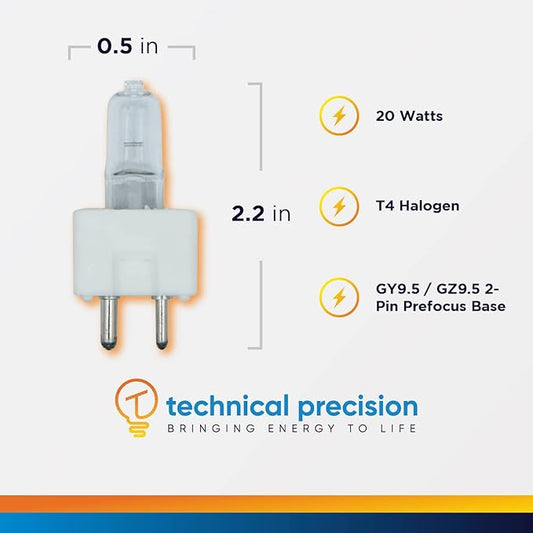 Technical Precision Microplate Reader 20W 12V T4 Halogen Light Bulbs 2 Pin GY9.5 Base - Replacement for Light Bulb/Lamp L9404 Light Bulb 1 Pack