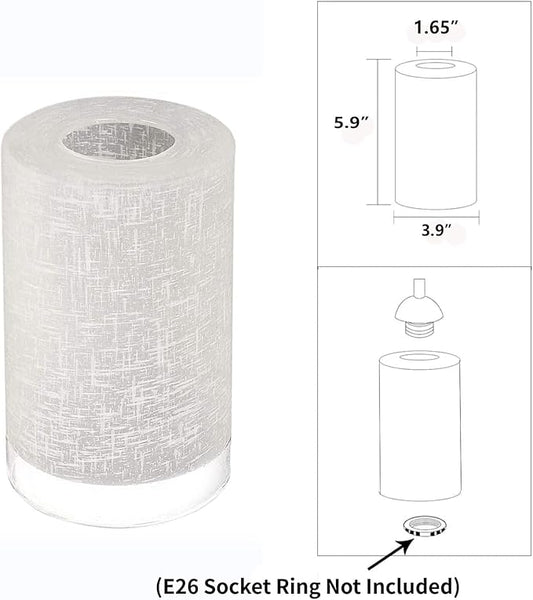 3-Pack White Linen Frosted Glass Lamp Shade, Glass Shade Covers Replacements for Light Fixtures, 1.65 Inch Fitter Globes Lampshades for Chandelier Wall Sconces Pendant Lights Bath Vanity Lights