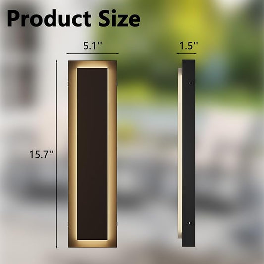 15.7’’ Outdoor Wall Light Fixtures, Modern Wall Sconces, Exterior Lighting Fixtures, 3000K Warm White, IP65 Waterproof, Corrosion-Resistant, Outside Lights for House, Porch, Garage - 1 Pack