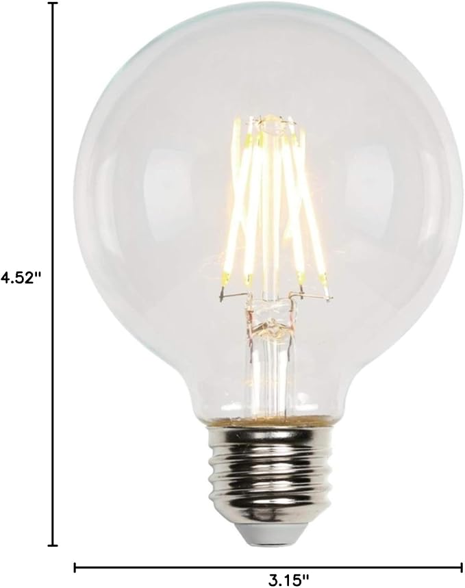 Westinghouse 4317200 5.5 Watt (40 Watt Equivalent) G25 Dimmable Clear Filament LED Light Bulb, Medium Base
