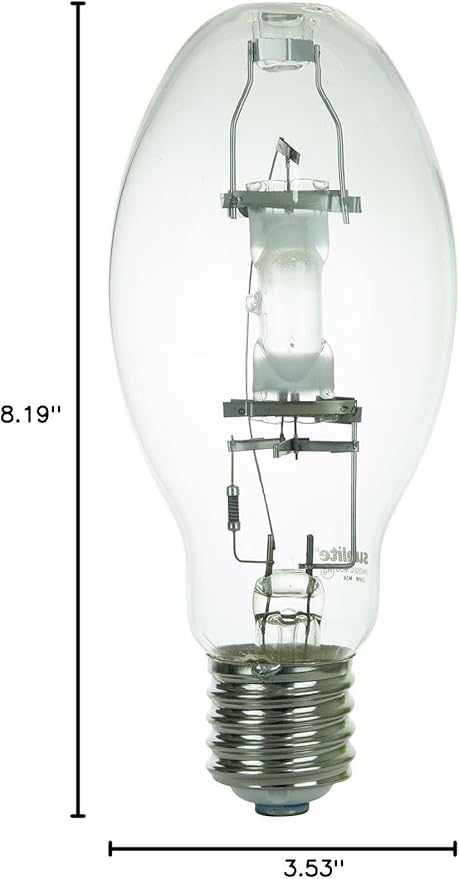 Sunlite 03658 MH250/U/MOG M58 Metal Halide Lamp, 250 Watts, Mogul Base (E39), ED28, 15,000 Hour Life Span, 21000 Lumen, Clear Finish, 4000K