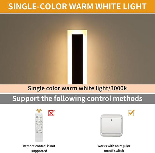 Upgrade Widened 2 Pack LED Outdoor Wall Lights, 71inch Modern Lighting Fixture, 3000K Warm White, IP65 Waterproof, 60W, White Acrylic, Black Minimalist Wall Mount Sconce for Balcony, Yard, Fence