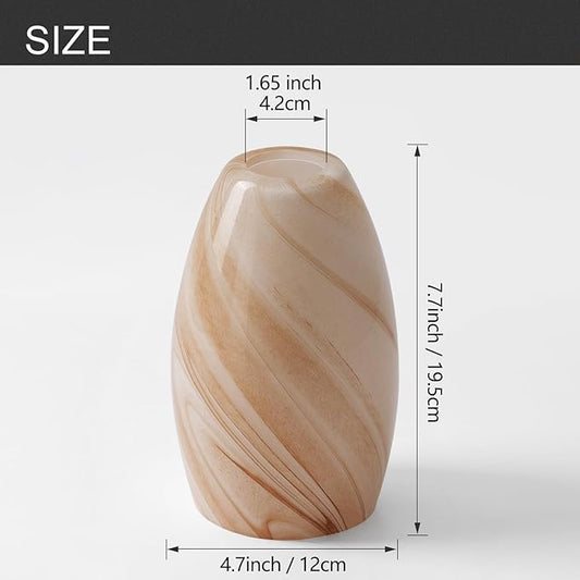 Fixture Replacement Globe Shade,Lampshade for E26 Base 1-5/8 Inch Fitter, Color Art Glass Oval Lampshade Cover for Pendant Kitchen Wall Sconce Chandelier Vanity Light (3, Brown and White)