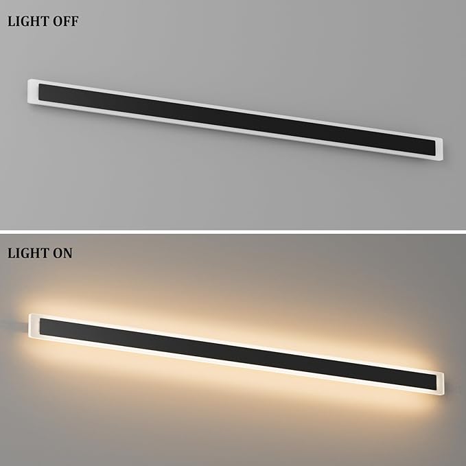 2 Pack 71In Long Outdoor Wall Lights IP65 Waterproof,50W Black Modern LED Exterior Wall Light 3000K Linear Outdoor Light for House Porch Courtyard