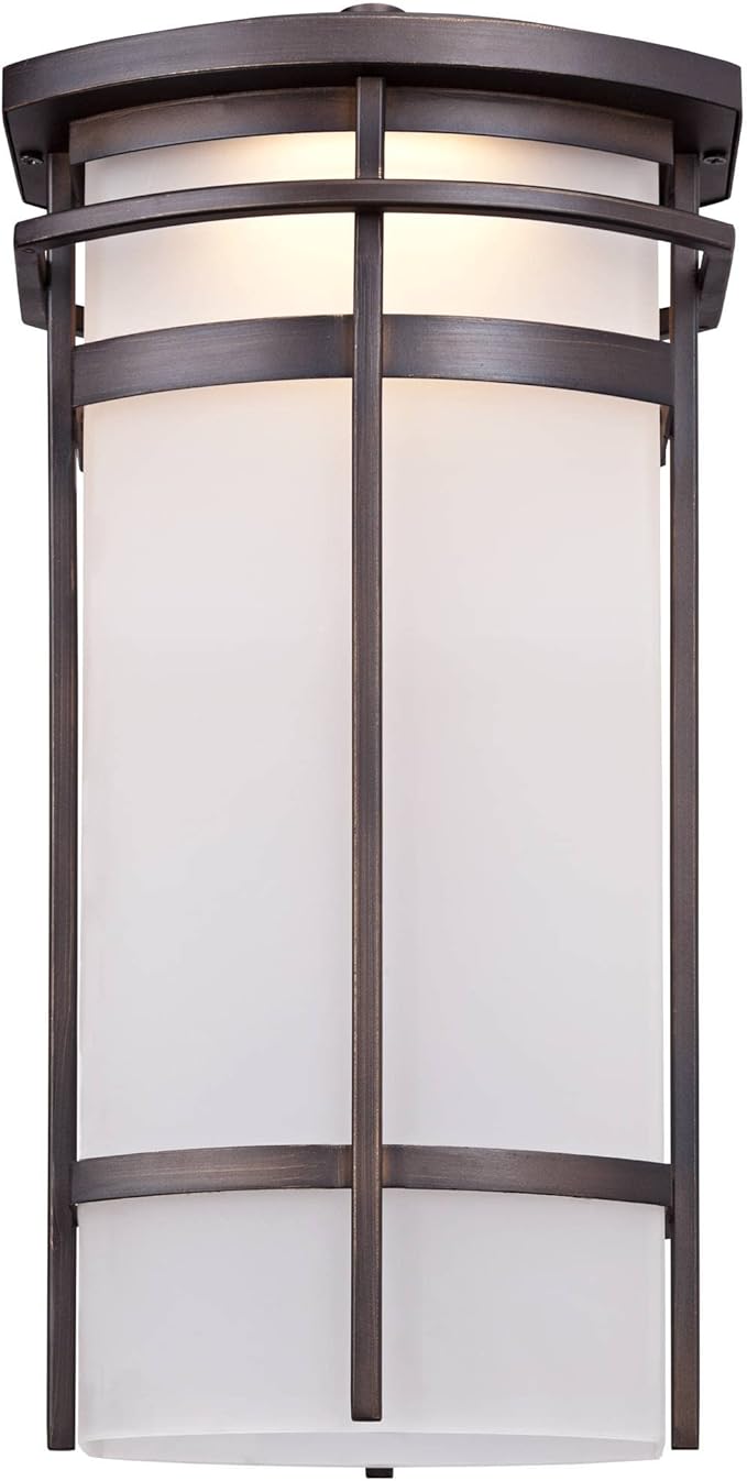 Possini Euro Design Theola Modern Outdoor Wall Light Fixture Bronze LED 16 1/4" Etched Glass Shade for Exterior Barn Deck House Porch Yard Patio Outside Garage Front Door Garden Home Roof Lawn