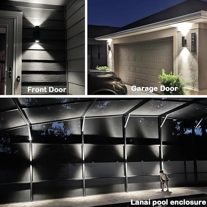 Dusk to Dawn Outdoor Wall Lighting,Double Up Down Aluminum Waterproof Wall Light with Sensor -Modern Outdoor Light Fixture for Porch, Backyard and Patio-ETL Listed (4 Pack)
