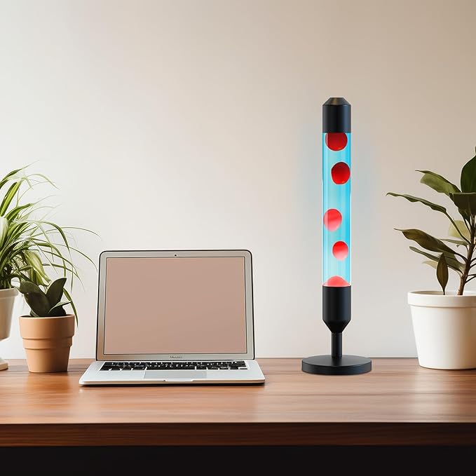 24.4-Inch Relaxing Liquid Motion Lamps,Magma Lamps, Home Decor Living Room Office Bedroom Lamp ((Red Wax Blue Water/Black))