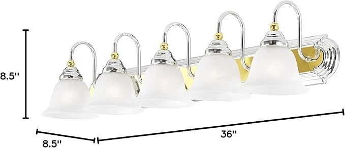 Livex Lighting 1005-52 Belmont 5-Light Bath Light, Chrome and Polished Brass