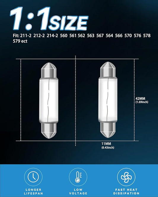 Keiurot Under Cabinet Light Bulbs T3 42MM Festoon Light Bulb, UnderCabinet Bulb 12V 10W Xenon Festoon Bulbs Boat Marine Ceiling Bath Lights 2700K,12Pack