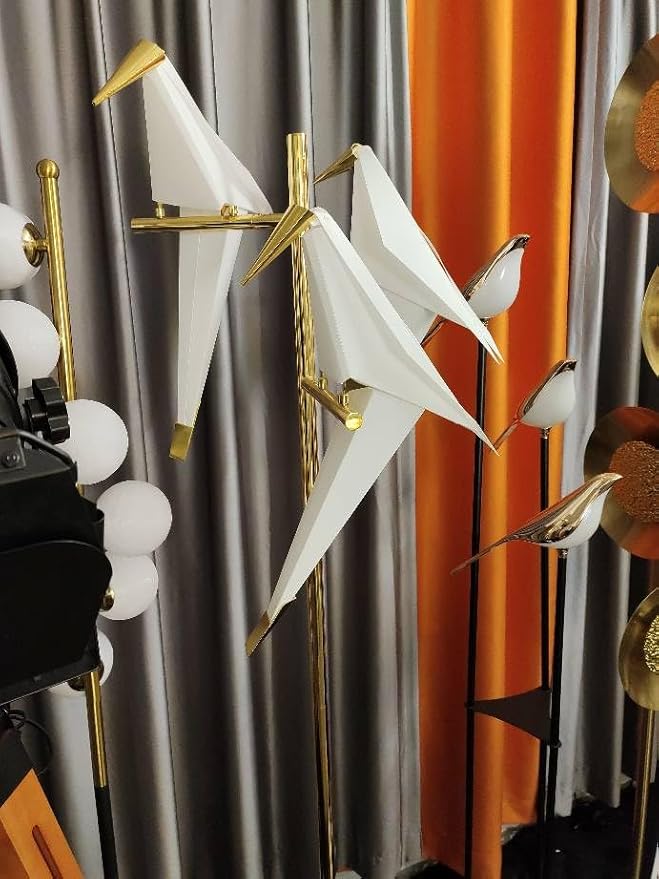 Modern Gold Floor Lamp Creative Crane Bird Standing Floor Lamp Tall Unique Lamps Metal Standing Light 3 Vivid Birds Shade Art Deco Floor Lamps for Living Room Bedroom - Warm Light