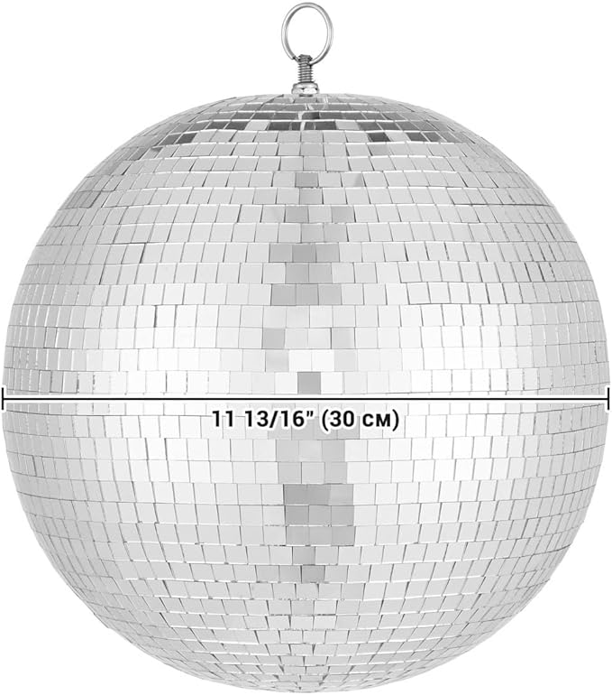 Yescom 2PCS 12" Large Disco Ball Mirror Big Hanging Glass Decoration for 70s 80s Party Events Wedding DJ Dance Club Bar Stage Lighting Business Holiday Home Decor Silver