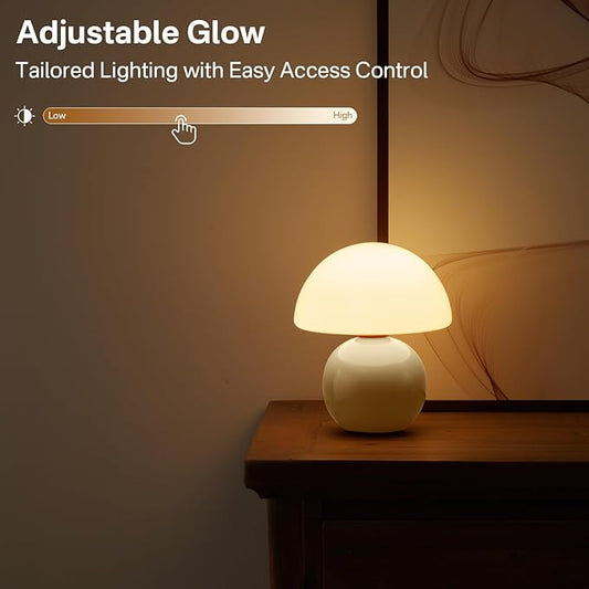 Mushroom Lamp Table Lamp for Bedroom,Desk Bedside Small Lamps for Living Room Night Stands,Mushroom Decor Cute Mini Modern Mid Century Lamps,Unique Aesthetic Home Living Room Decor(Cream)