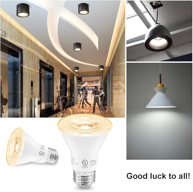 7W Par20 LED Bulb (50W Equivalent), UL Listed, 5000k Daylight White Dimmable Flood Bulbs Lights, 500 Lumens, E26 Base, Recessed Lighting for Indoor Outdoor, 6 Pack