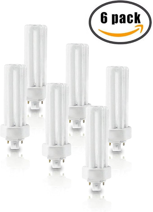 Circle (6 Pack) PLT-26W 865, 4 Pin GX24q-3, 26 Watt Triple Tube, Compact Fluorescent Light Bulb