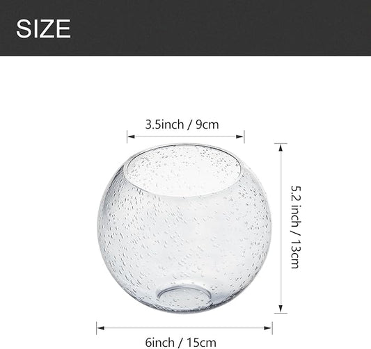 3 Pack Fixture Replacement Globe Shade, 6 Inch Diameter, E26 Base 1-5/8 Inch Fitter, Glass Globe Lampshade Cover for Pendant Wall Sconce Chandelier Vanity Light (3 Pack 6 Inch Clear Seeded Glass)