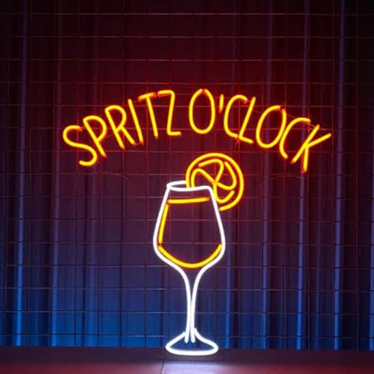 Spritz O'clock Neon Sign, Bar Pub Neon Sign, Custom Neon Sign, Spritz Cocktail Wall Decor, Bar Pub Led Light, Wine Lounge Wall Art Size:20inches