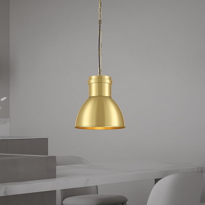 BoostArea Gold Pendant Lights Kitchen Island, 10.6" Large Metal Shade and 70.9'' Adjustable Height, Modern Pendant Lighting Fixtures,Farmhouse Hanging Pendant Light for Kitchen Island/Bar,No E26 Bulb