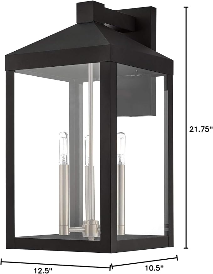 Livex Lighting 20585-04 Nyack Black 3 Light Outdoor Wall Lantern