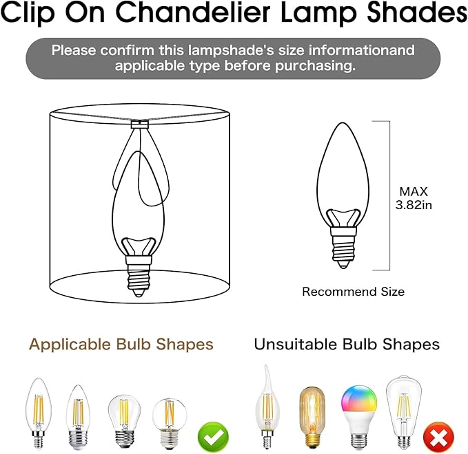 Chandelier Lamp Shades, Small Lamp Shades Clip-on Bulbs Only for Candelabra Bulbs, Black Chandelier Shades 6 Pcs, Mini Lampshades for Chandeliers 5.1" X 5.1" X 5.3, Home Decor Fabric Linen Lampshade