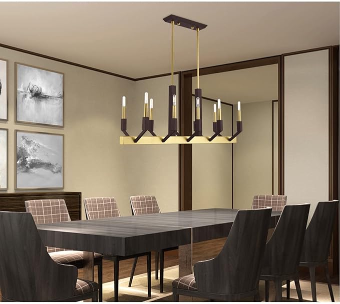 Livex Lighting 51168-12 Beckett - Ten Light Linear Chandelier, Satin Brass/Bronze Finish
