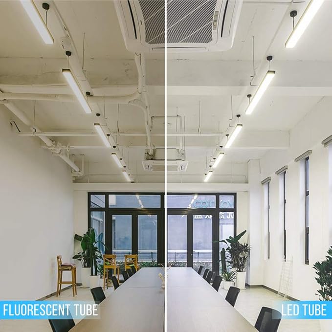 LEDMyplace 18W 4ft LED Glass Tube Hybrid Type A+B Works with or Without Ballast, 4000K Cool White, Clear Lens, Replacement of 50Watt, DLC Certified for Supermarket, Indoor, Shops, Pack of 30