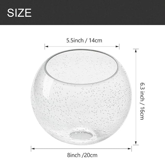 Fixture Replacement Globe Shade with 1.65 Inch Fitter, 8 Inch Diameter, E26 Base 1-5/8 Inch Fitter, Glass Lampshade Cover for Pendant Wall Sconce Chandelier Vanity Light (Seeded Clear)