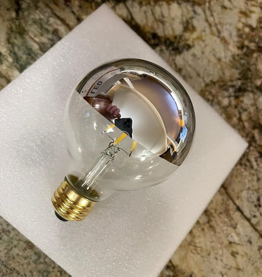 Half Chrome Light Bulb 6W Dimmable LED Edison Bulbs 60 Watt E26 Silver Dipped Anti Glare Bulb G80/G25 Globe Decorative Bulb 2700K Warm White G25 Globe Light Bulbs for Bathroom,Vanity,4 Pack