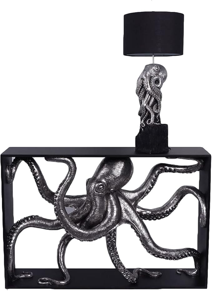 Silver Octopus Table Lamp with Black Shade