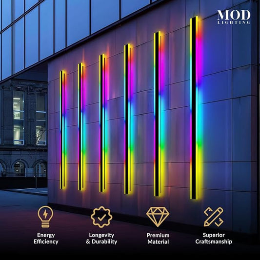 ๐ ๐ข๐ ๐๐๐๐๐ง๐๐ก๐ Haylen RGB | Long Outdoor Wall Lights, 7 Colors and 358 Light Effects, Dimmable with Remote Modern Linear Exterior Light Fixture, Waterproof Wall Sconce 70W, 1-Pack (RGB | 94")