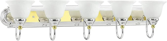 Livex Lighting 1005-52 Belmont 5-Light Bath Light, Chrome and Polished Brass