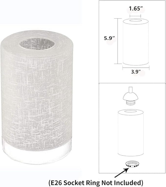 6-Pack White Linen Frosted Glass Shade Replacements, Globe Glass Lamp Shade for Light Fixtures, 1.65 In Fitter, 5.9 In Height, 3.9In Diameter Glass Shades Covers for Chandeliers Pendant Wall Sconces