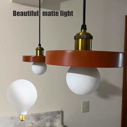 Leools LED Light Bulb G40 Dimmable Flick-Free Matt 4W Frosted Glass CRI95 Warm White 438LM, 40W Equivalent Vintage LED Edison Globe Filament Light Bulb,E26 Base, 1 Pack