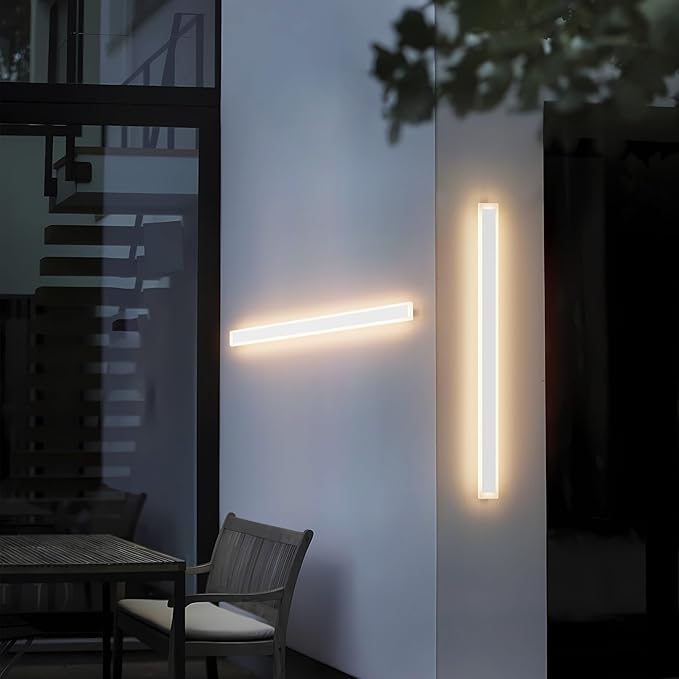 2 Pack 39.4In Long Outdoor Wall Light,Modern Outdoor Wall Sconces IP65 Waterproof Linear Exterior Wall Lights 3000K for Porch House Courtyard(White)