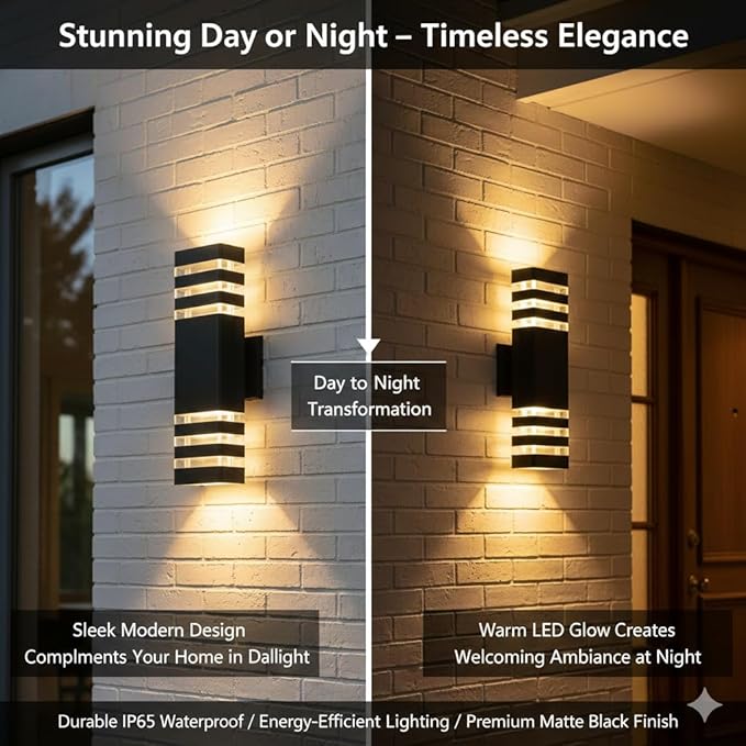 6Pack 15inch Outdoor LED Wall Lights,4000K Day White Outdoor 18W Wall Light Aluminum Body Waterproof IP65 led Porch Light for House Patio Garage Garden.(No Sensor)