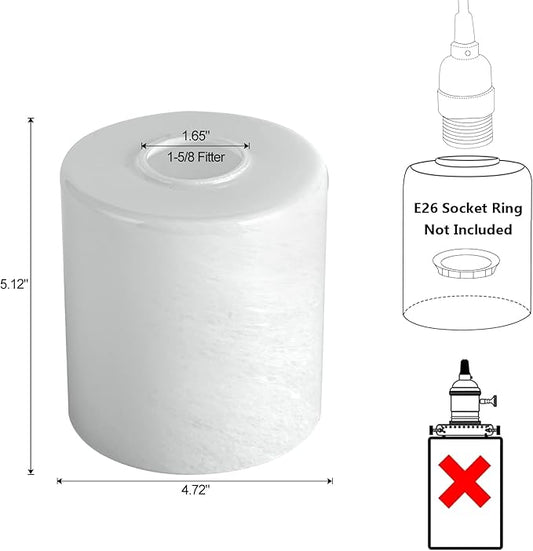 1 Pack Alabaster White Glass Lamp Shade, Cylinder Glass Lamp Shade Replacement with 1-5/8-inch Fitter Opening for Pendant light, Desk lamp,Wall Sconces and Bathroom Vanity lights.