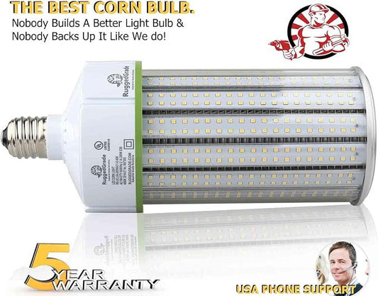 RuggedGrade Aries EV 200W LED Corn Bulb | 24,000 Lumens | 4000K Natural White | E39 Base | Indoor/Outdoor High Lumen Retrofit Lamp | Commercial Industrial Lighting | DLC 5.1 Premium