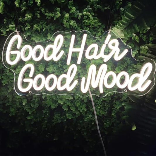 Good Hair Good Mood Neon Sign Salon Art Decor Wall Room Decor for Home Neon Lights for Barbershop Hair Shop Decoration Neon Sign USB Size:50CM
