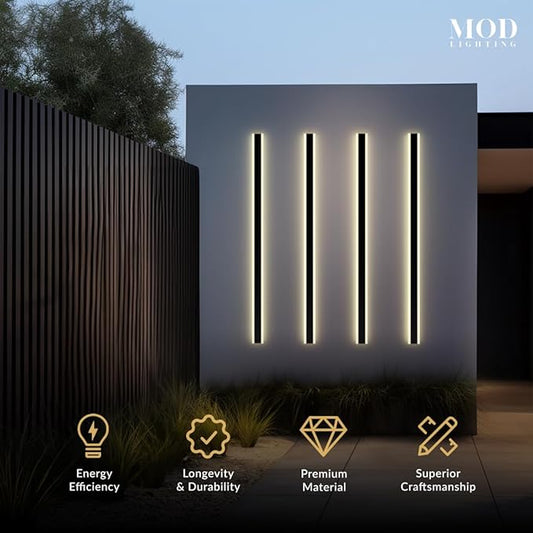 ๐ ๐ข๐ ๐๐๐๐๐ง๐๐ก๐ Haylen | Waterproof Outdoor Wall Light, LED Dimmable with Remote 3000K-6000K, Long Outdoor Porch Lights, Wired Lighting Fixture, Patio Exterior Wall Sconce, 2-Pack (Black, 59")