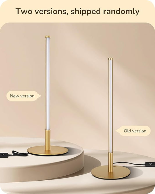 EDISHINE Upgraded LED Table Lamp Set of 2, Stepless Dimmable Bedside Lamps with Metal Finish & 3 Color Temperature, 6W Modern Desk Lamps, Gold Nightstand Lamp for Bedroom, Living Room, Corner, Gift