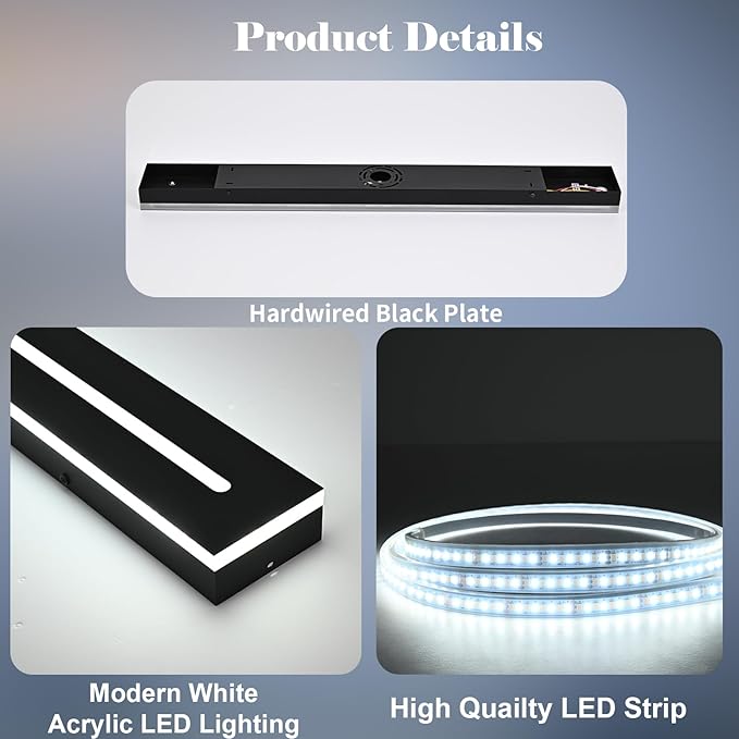 2 Pack LED Outdoor Wall Light Modern 48 Inch Black Long Outdoor Wall Sconce Dimmable 3000K-6000K IP65 Waterproof LED Linear Exterior Wall Mount Lighting Fixture for Hallway Gargen Front Door
