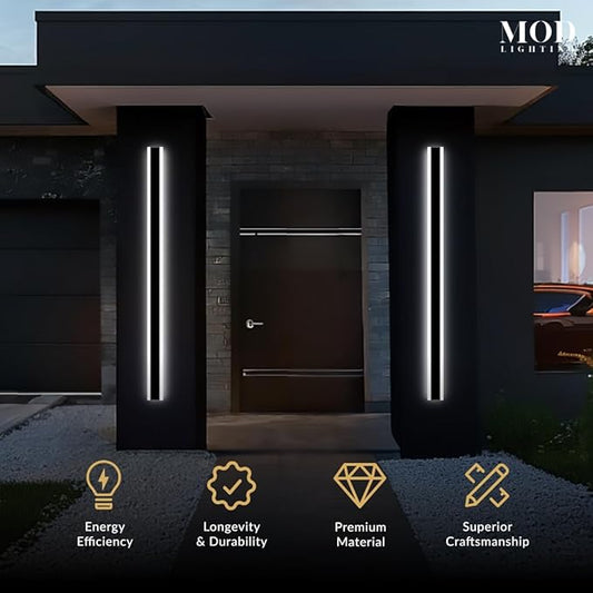 ๐ ๐ข๐ ๐๐๐๐๐ง๐๐ก๐ Haylen | Waterproof Outdoor Wall Light, LED Dimmable with Remote 3000K-6000K, Long Outdoor Porch Lights, Wired Lighting Fixture, Patio Exterior Wall Sconce, 1-Pack (Black, 59")