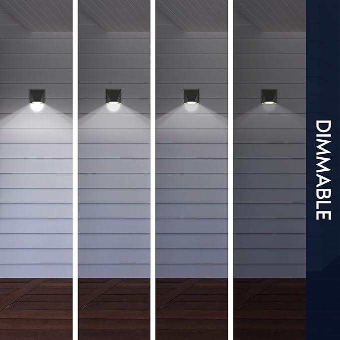 LUXRITE Outdoor LED Black and Gold Wall Sconce, 12W Modern Exterior Wall Light, 3CCT 3000K 4000K 5000K, 8 Inch, Aluminum, IP65 Waterproof, ETL Listed, Porch Lights for Entryway, Patio, Garage, House
