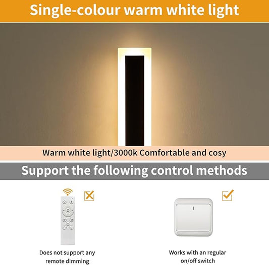 Upgrade Widened 2 Pack 47.2inch Modern Outdoor Wall Sconce, Black Long LED Wall Light, 3000K Warm White, IP65 Waterproof, White Acrylic, 41W, Exterior Lighting Fixture for Balcony, Yard, Garage
