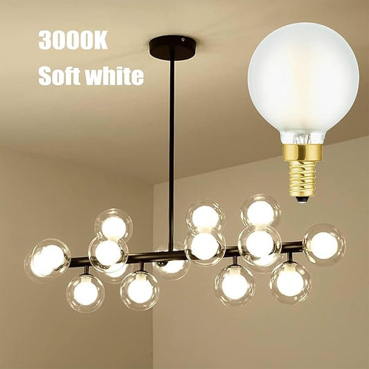 E12 Led G16.5 Bulb 4W,Dimmable E12 Candelabra Bulb 40 Watt,Soft White 3000K,Frosted Glass,Type G Bulbs for Chandelier,Vanity Light Bulbs,400lm,6 Pack