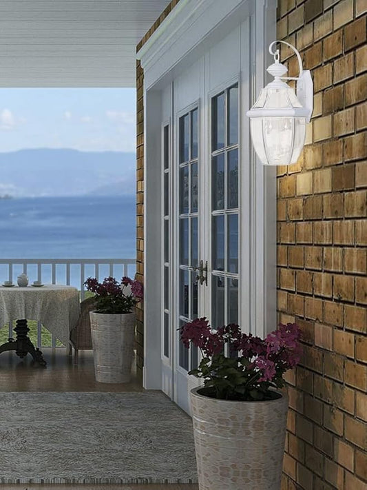 Livex Lighting 2251-07 Monterey 2 Light Outdoor Bronze Finish Solid Brass Wall Lantern with Clear Beveled Glass, 20.25" x 10.5" x 20.25"