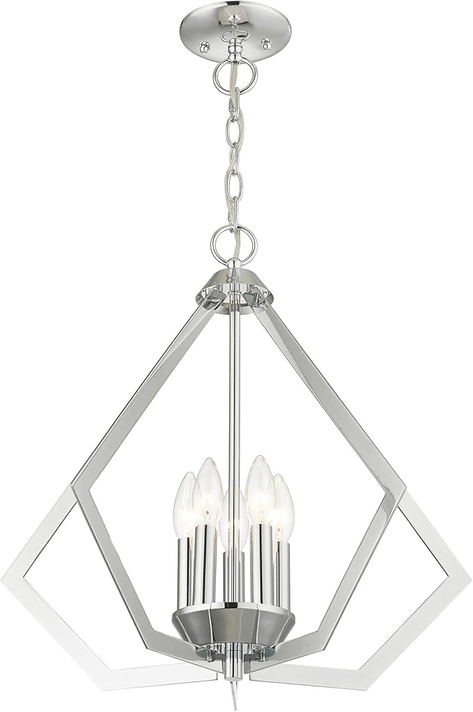 Livex Lighting 40925-05 Transitional Five Light Chandelier from Prism Collection Finish, Polished Chrome