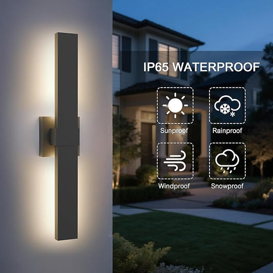 LamQee 23.6 In Aluminum Long Outdoor Wall Lights, 3000K 1303LM LED Waterproof IP65, Modern Exterior Lighting Fixture Linear Outdoor Sconce Wall Mount Outside Lighting for House Porch Patio Garage Door