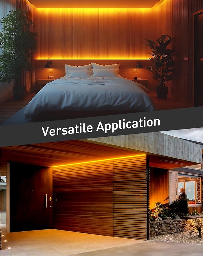 Shine Decor LED Rope Lights AC 120V, Connectable & Cuttable Dotless 120LEDs/M Eco Neon Strip Lighting, ETL IP65 Waterproof & Weather-Resistant for Home Commercial, 8x16mm, Gold, 50FT
