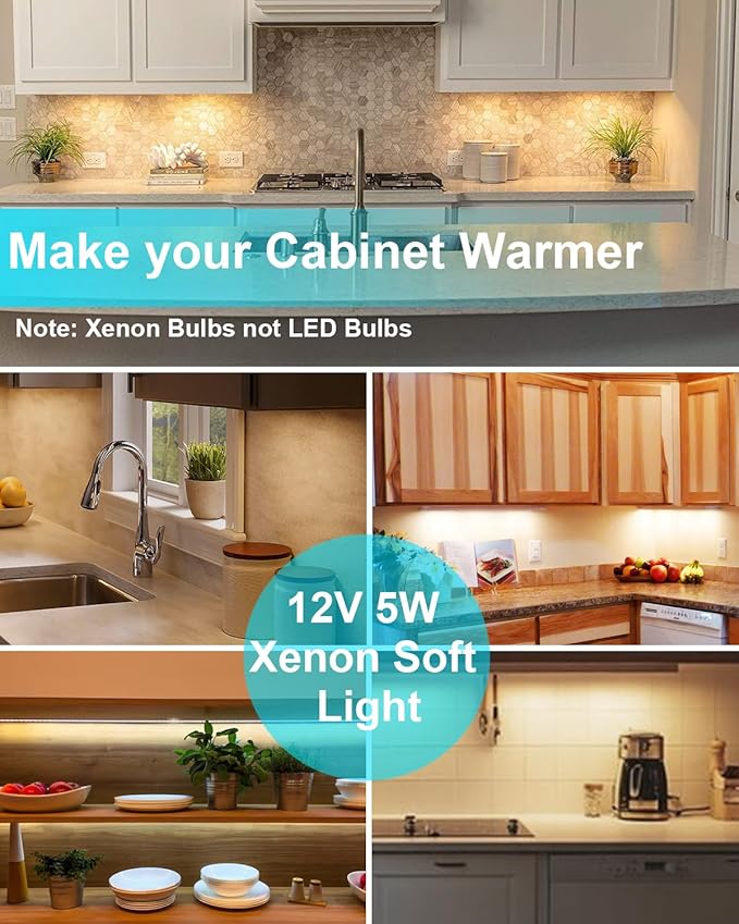 Xenon Under Cabinet Lights T3 44MM Festoon Light Bulb, 12v 5w Xe Bulb Led Under Counter Festoon 2700K 12Pack